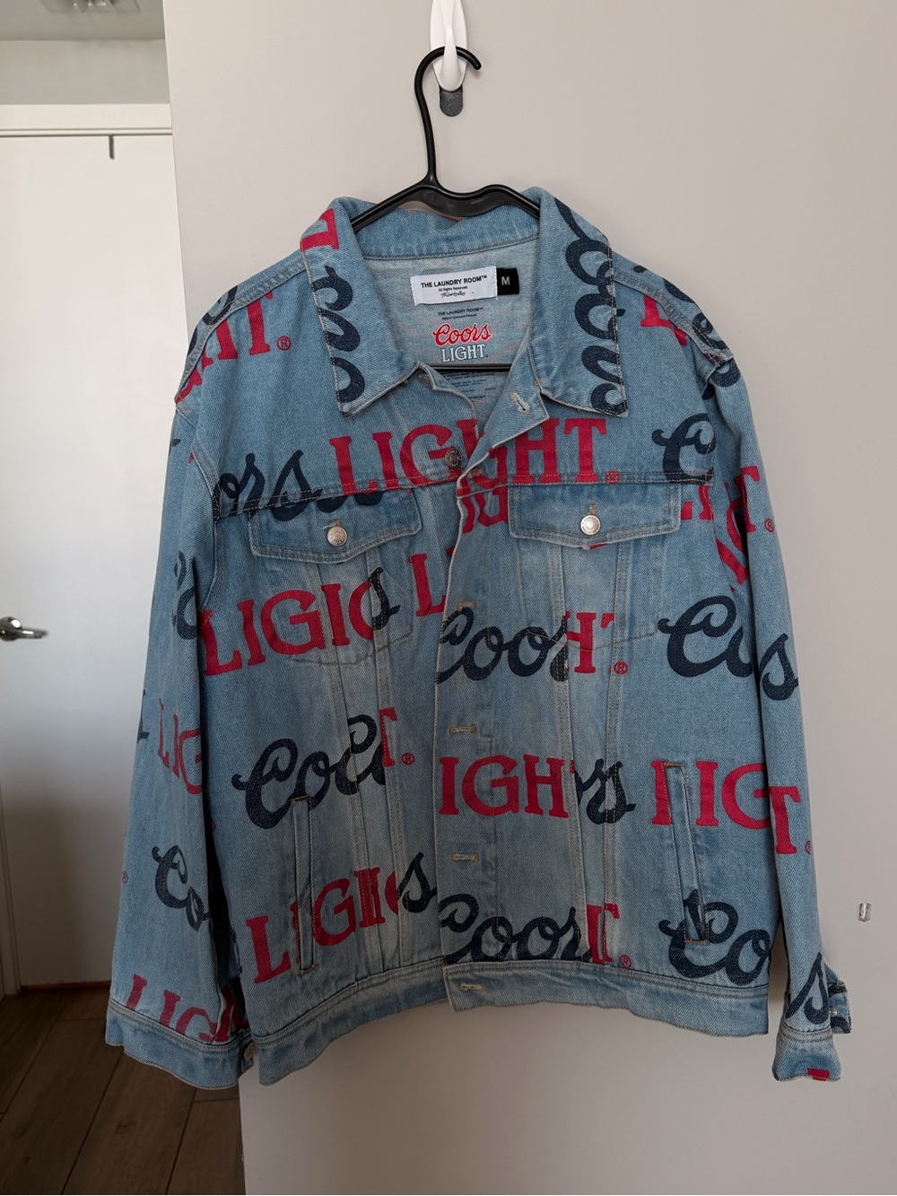 Coca Cola Denim Jacket with Red & Navy Logo Print The laundry Room
